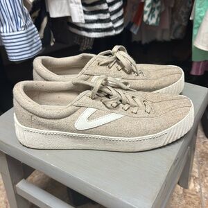 Tertorn Beige Tan Sand Canvas Nylite Bold Platform Sneakers